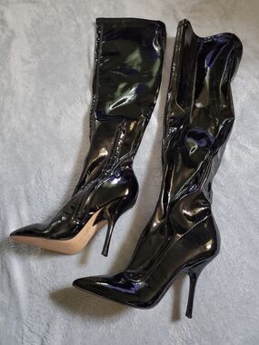 Mix No. 6 Black Patent Knee-High Stiletto Boots
